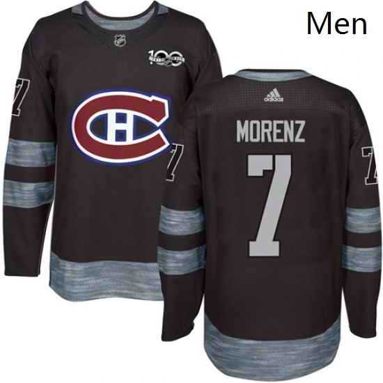 Mens Adidas Montreal Canadiens 7 Howie Morenz Premier Black 1917 2017 100th Anniversary NHL Jersey